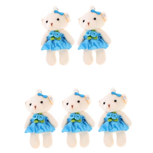Hohopeti 5 Stück Teiliges Mini Plüschbär Schlüsselanhänger Leichtes Langlebiges Anhänger für Taschen Schlüssel DIY Handyzubehör Tragbare Charmante Hochzeitsspielzeug Bären Blau von Hohopeti