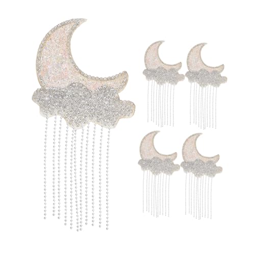 Hohopeti 5 Stück Teiliges Selbstklebender Mond Wolken-patches mit Funkelnden Strass-tasseln Hitzebeständig Vielseitig für Kleidung Taschen Handyhüllen Modische Diy-verzierung von Hohopeti