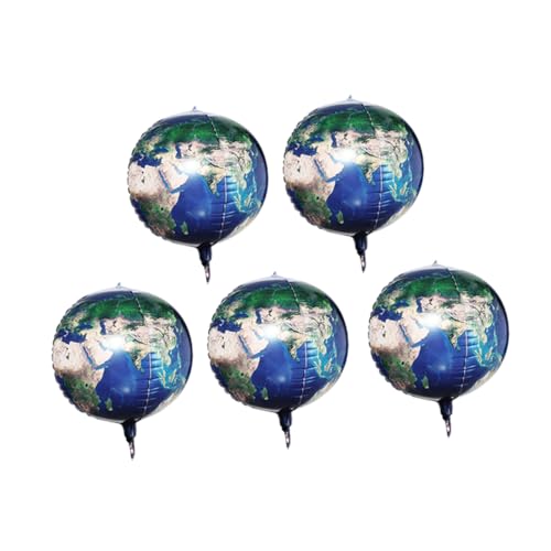 Hohopeti 5 Stück Teiliges Set Aluminium Folienballons mit Erde Planetenförmige Partydeko Langlebige und Farbechte Weltraum Luftballons für Kindergeburtstag und Themenfeiern von Hohopeti
