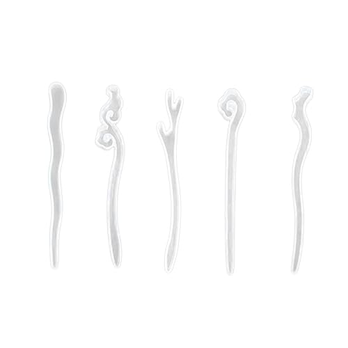 Hohopeti 5 Stück Teiliges Silikon Haarstab Formen Flexible und Langlebige Gießformen für DIY Schmuckherstellung Wiederverwendbar Vielseitig Einsetzbar für Haarspangen und Bastelarbeiten von Hohopeti