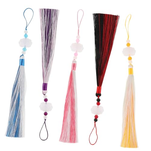 Hohopeti 5 Stück Teiliges Traditionelle Hanfu Taillenquasten mit Lotusblumenmuster Handgefertigte Antike Quastenanhänger Angenehm zu Tragen Vielseitige Chinesische Vintage Dekoration für von Hohopeti