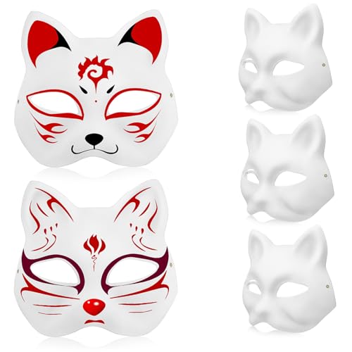 Hohopeti 5 Teiliges Katzenmasken aus Papier Weiße DIY Blanko Masken zum Bemalen Leichte Tiermasken für Karneval Kostümparty und Kreative Dekoration Hohopeti 5 Teiliges Katzenmasken aus Papier Weiße DIY Blanko Masken zum Bemalen Leichte Tiermasken für Karneval Kostümparty und Kreative Dekoration von Hohopeti