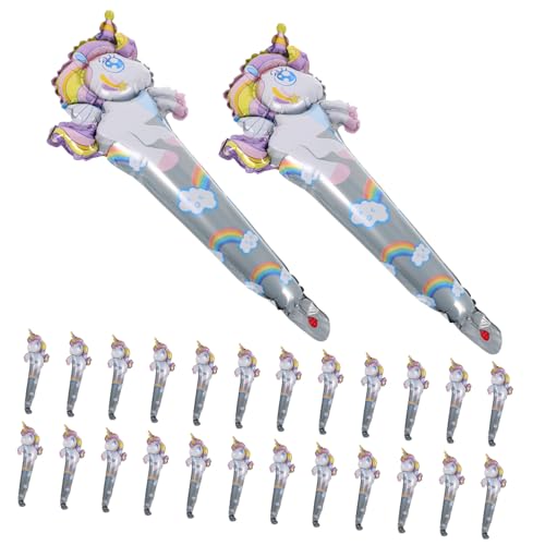 Hohopeti 50 Stück Aufblasbare Einhorn-folienballons Handheld Partydeko Kindergeburtstag Fotorequisite Langlebig Leicht für Indoor Outdoor Unicorn Theme Celebration von Hohopeti