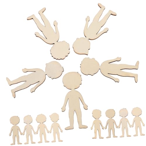 Hohopeti 50 Stück Holzfiguren zum Selbstbemalen Unbemalte DIY Holzplättchen für Kreative Bastel holzscheiben für Malen Dekoration und Handwerksprojekte von Hohopeti