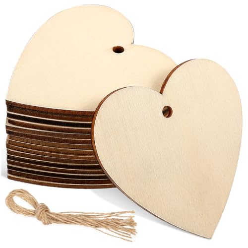 Hohopeti 50 Stück Holzherzen mit Vorgebohrten Löchern und Kurzen Juteseilen Unbehandelte Holzscheiben zum Bemalen Vielseitige Holzdekoration für DIY Hochzeit Basteln und Geschenkanhänger Hohopeti 50 Stück Holzherzen mit Vorgebohrten Löchern und Kurzen Juteseilen Unbehandelte Holzscheiben zum Bemalen Vielseitige Holzdekoration für DIY Hochzeit Basteln und Geschenkanhänger von Hohopeti