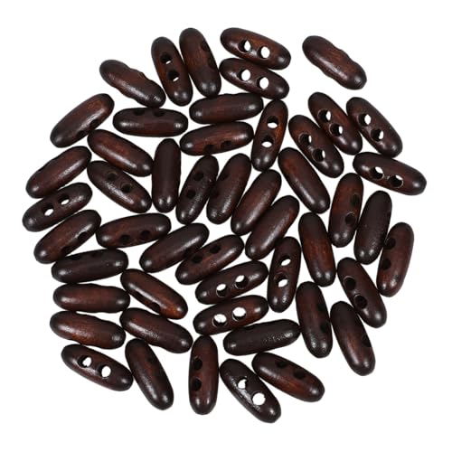 Hohopeti 50 Stück Holzknöpfe Oval Doppelloch zum Annähen Holzknöpfe für DIY Kleidung Pullover Mäntel Bastelknöpfe für Nähprojekte und Accessoires von Hohopeti