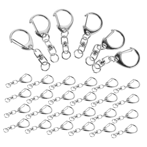 Hohopeti 50 Stück Metall Schwenk Karabiner Schlüsselring Clips Drehbar Legierung Schlüsselanhänger Verschluss für DIY Basteln Taschen Zubehör von Hohopeti