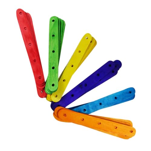 Hohopeti 50 Stück Teiliges Bunte Holzstäbchen mit Löchern Natürliche Jumbo popsicle sticks aus Ungiftigem Geruchsneutralem Holz für DIY Bastelprojekte für Schule Party und Kreative von Hohopeti