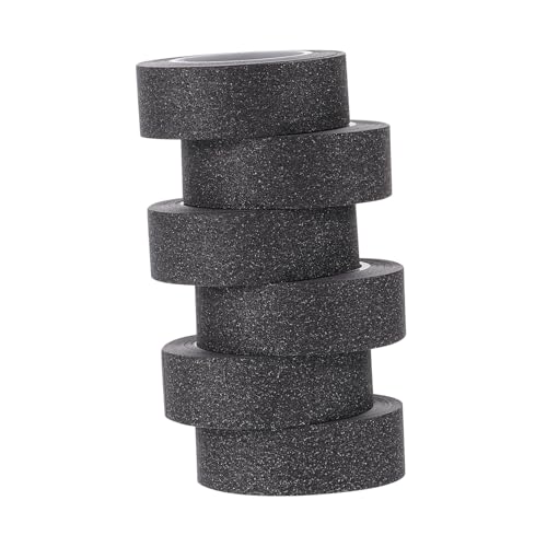 Hohopeti 6 Rollen Glitzer Washi Tape Schwarzes Papierklebeband mit Glitzereffekt pro Rolle DIY Scrapbooking und Basteln Dekoratives Klebeband für Tagebücher Geschenkverpackung und Kreative von Hohopeti
