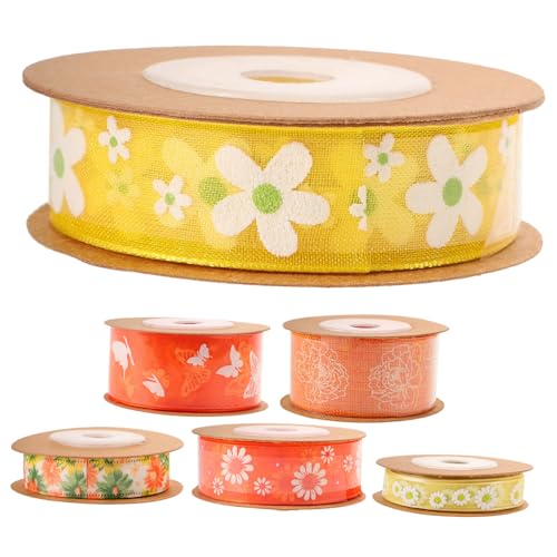 Hohopeti 6 Rollen Teiliges Bedrucktes Polyester Geschenkband mit Blumenmuster pro Schnittfestes Strapazierfähiges Bastelband für Haarbänder Festival Dekoration und DIY Schleifen Hohopeti 6 Rollen Teiliges Bedrucktes Polyester Geschenkband mit Blumenmuster pro Schnittfestes Strapazierfähiges Bastelband für Haarbänder Festival Dekoration und DIY Schleifen von Hohopeti