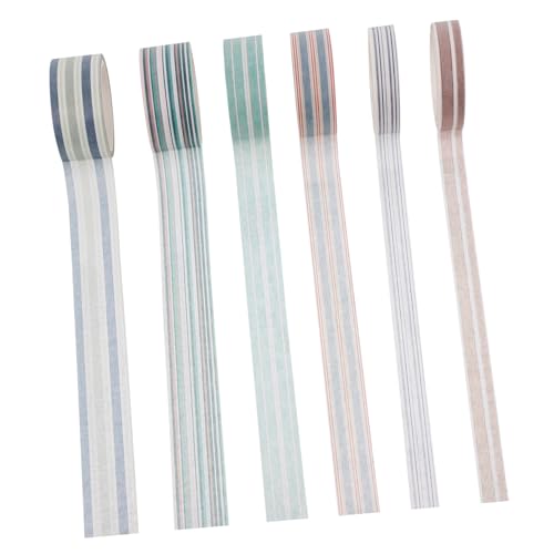 Hohopeti 6 Rollen Washi Masking Tape Streifenmuster Dekoratives Klebeband für DIY Basteln Notizbuch Planer Scrapbooking Vielseitig Einsetzbar Buntes Washi Tape Zubehör von Hohopeti