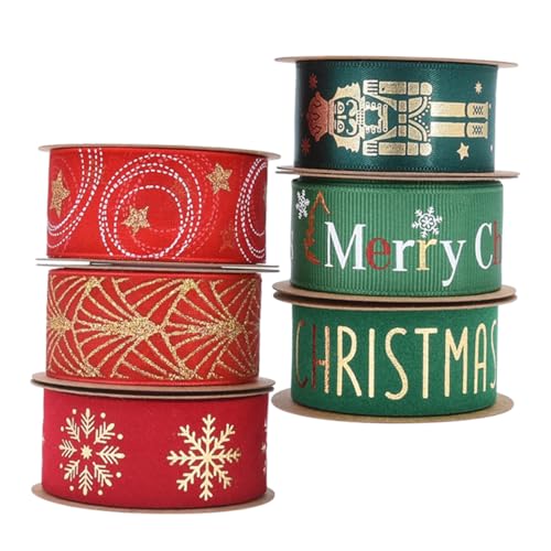 Hohopeti 6 Rollen Weihnachtsbänder Breit Festliche Muster Drahtband für Geschenkverpackung DIY Basteln Weihnachtsbaum Dekorationen Schleifen Kränze Hohopeti 6 Rollen Weihnachtsbänder Breit Festliche Muster Drahtband für Geschenkverpackung DIY Basteln Weihnachtsbaum Dekorationen Schleifen Kränze von Hohopeti