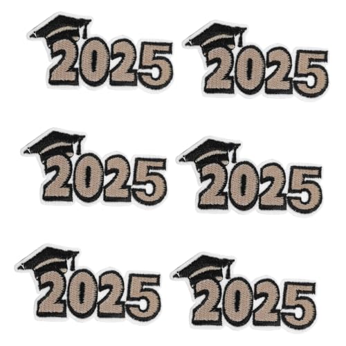 Hohopeti 6 Stück Aufnäher zum Aufbügeln für Absolventen 2025, stilvolle DIY bestickte Aufnäher für Hüte, Kleidung und Abschlussdekorationen, Partygeschenke von Hohopeti