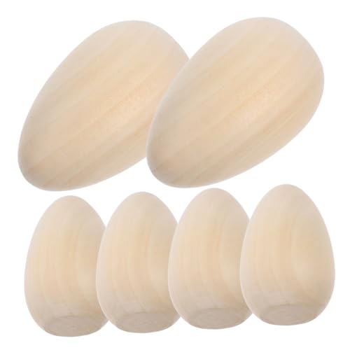Hohopeti 6 Stück Ostern-doodle-eier Party-eier-dekorationen Szene Dekorateur Ornamente Hängend Schmücken Party-ei-dekorationen Gesprenkelt Unvollendet Jumbo Holz Khaki von Hohopeti
