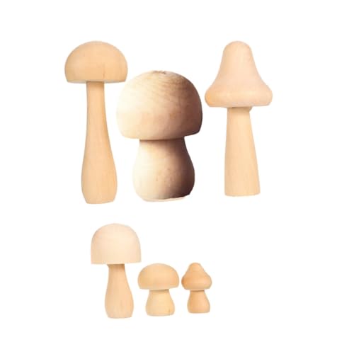 Hohopeti 6 Stück Teiliges DIY Holzpilz Glatte Oberfläche Sichere Kinderhandmalerei Natürliche Holzdeko für Schreibtisch und Zuhause Leicht Geruchlos Langlebig Kompakt und Dekorativ von Hohopeti