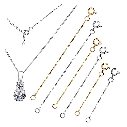Hohopeti 6 Stück Teiliges Verlängerungsketten für Halsketten und Armbänder Gold und Weißgoldfarben mit Stabilen Verschlüssen Leicht Antiallergisch für Schmuckherstellung und DIY Armband von Hohopeti