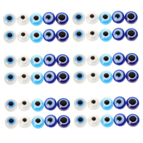 Hohopeti 60 Stück Handgefertigte Flache Runde Evil Eye Glasperlen Teiliges für DIY Schmuckherstellung Langlebige Türkische Charms für Armbänder Halsketten Ohrringe Vielseitig Einsetzbar von Hohopeti
