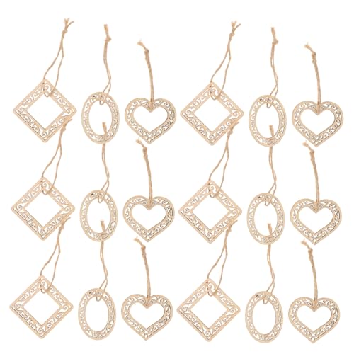 Hohopeti 60 Stück Holzrahmen für Bastelarbeiten Hohle Herz Ovale Formen Stabile Unvollendete Holzrahmen Leicht und Tragbar für DIY Wanddekoration und Valentinstag von Hohopeti