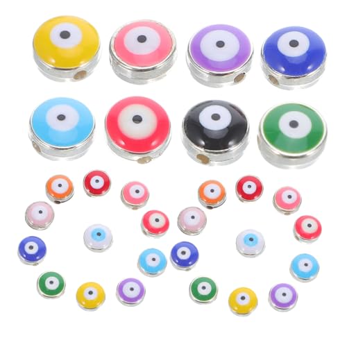 Hohopeti 60 Stück Resin Evil Eye Perlen Flach Rund Schmuckanhänger für Armbänder Halsketten Diy Bastelprojekte Schmuckherstellung Farbige Lose Spacer Charm Anhänger von Hohopeti