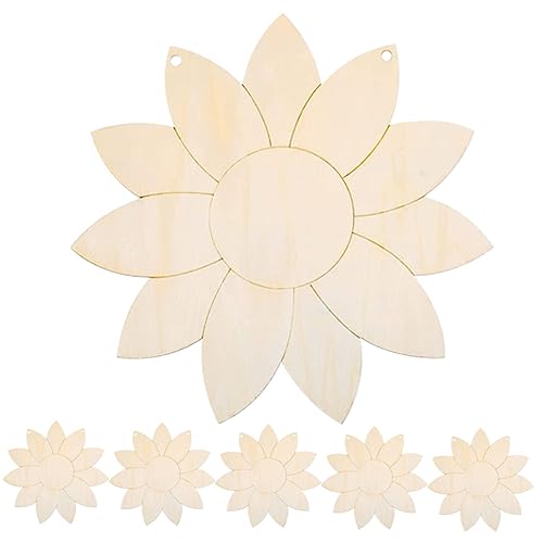 Hohopeti 6Stücke DIY Holzscheiben Unvollendete Holz Sonnenblumen Ausschnitte Holzhandwerksverzierungen für Bastelprojekte Zubehör zur Anfertigung von Hohopeti