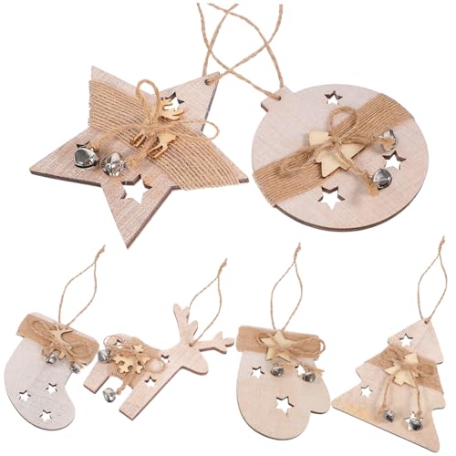 Hohopeti 6Stücke Holz Weihnachtsbaum Anhänger Dekorative Hängedekoration für Weihnachten Gemischte Stile Baumschmuck Party Requisiten für Festliche Anlässe Hohopeti 6Stücke Holz Weihnachtsbaum Anhänger Dekorative Hängedekoration für Weihnachten Gemischte Stile Baumschmuck Party Requisiten für Festliche Anlässe von Hohopeti