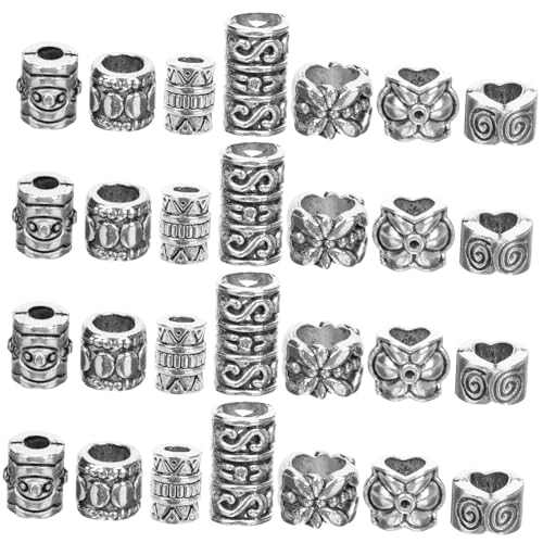 Hohopeti 7 Packungen Teiliges Silberne Metall Spacer Perlen mit Großem Antike Schmuckperlen für DIY Armband Halskette Schlüsselanhänger Kreative Retro deko für Schmuckherstellung von Hohopeti