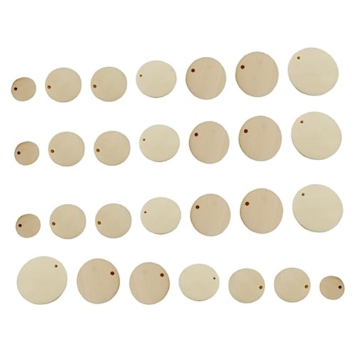 Hohopeti 70 Stück Teiliges Runde Holzscheiben mit Loch Naturfarbene DIY holzchips in Glatt Geschliffen Vielseitig für Bastelprojekte Scrapbooking Anhänger und Dekorationen von Hohopeti
