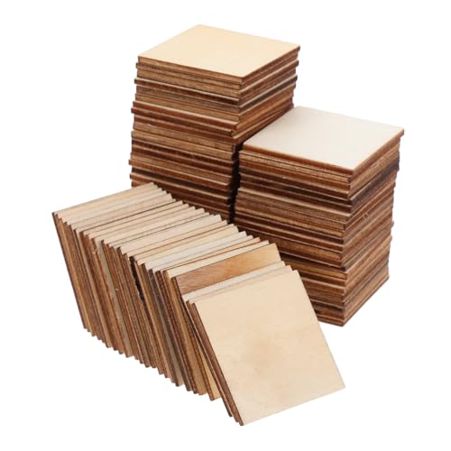 Hohopeti 75 Stück Teiliges Quadratische Holzscheiben aus Naturholz Blanko und Robust für DIY Bastelprojekte Malerei Home Decor und Kreative Kunstwerke von Hohopeti