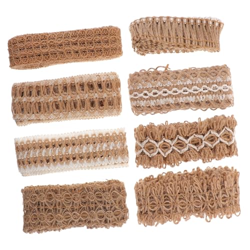 Hohopeti 8 Rollen Juteband Naturfarbenes Burlap Band pro Rolle Robust für DIY Basteln Geschenkdekoration Haaraccessoires und Festliche Herbst Weihnachtsdeko von Hohopeti