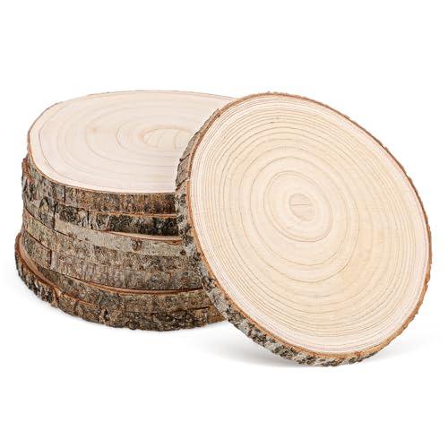 Hohopeti 8 Stück Teiliges Rustikale Holzscheiben mit Rinde Paulownia Holzscheiben Glatt Geschliffen für DIY Bastelprojekte und Tischdeko Hohopeti 8 Stück Teiliges Rustikale Holzscheiben mit Rinde Paulownia Holzscheiben Glatt Geschliffen für DIY Bastelprojekte und Tischdeko von Hohopeti