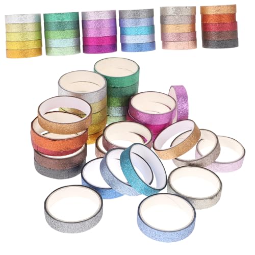 Hohopeti 90 Stück Teiliges Washi Tape mit Farben Glitzerndes Dekoratives Klebeband für Scrapbooking DIY Handbuch Tagebuch Geschenkverpackung Vielseitige Bastel Dekorationsbänder von Hohopeti