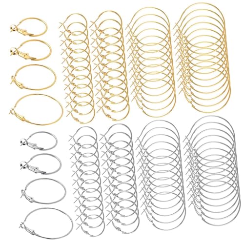 Hohopeti 96 Stück Teiliges Runde Creolen Ohrring Fundstücke aus Legiertem Hypoallergen zum Selbermachen von Schmuck und Individuellen Ohrringen in Gold und Silberfarben für Damen Hohopeti 96 Stück Teiliges Runde Creolen Ohrring Fundstücke aus Legiertem Hypoallergen zum Selbermachen von Schmuck und Individuellen Ohrringen in Gold und Silberfarben für Damen von Hohopeti