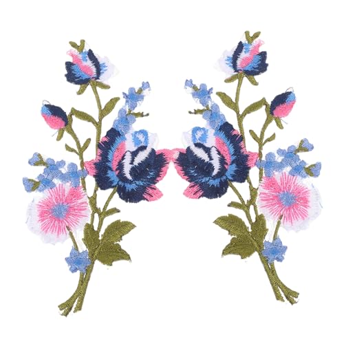 Hohopeti Blumen Bestickte Patches mit Blättern zum Aufbügeln und Aufnähen Stabile Baumwolle-polyester Stickapplikationen für DIY Kleidung Taschen Hüte Modische Blumen Stoffflicken von Hohopeti