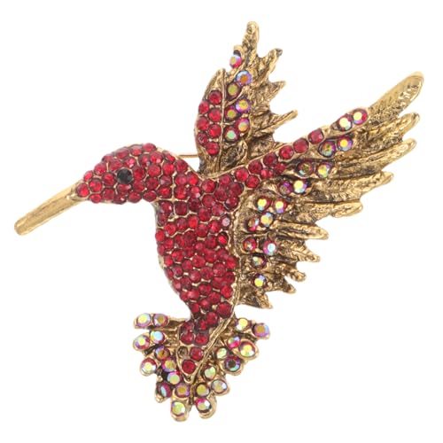 Hohopeti Brosche Strass Pins Schmuck Pins Vintage Pins Kolibri Pin Kragen Pin Kolibri Schmuck Accessoire Kragen Schmuck Pin Schmuck Accessoire Pin Antike Vogel Pin Legierung Rot von Hohopeti