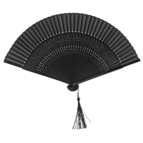 Hohopeti Chinesischer Faltbarer Handfächer mit Schwarzem Satinbezug Leichter Tanz und Bühnenfächer Geeignet als Foto Requisite und Party Accessoire Hohopeti Chinesischer Faltbarer Handfächer mit Schwarzem Satinbezug Leichter Tanz und Bühnenfächer Geeignet als Foto Requisite und Party Accessoire von Hohopeti