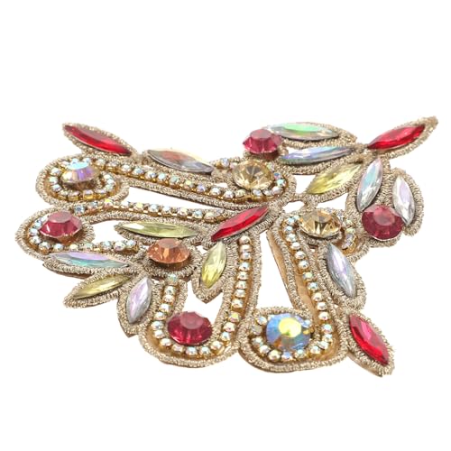 Hohopeti Glitzernde Strassstein Applikation zum Aufbügeln Dekorativer Blüten patch in Gold rot für Schuhe Jacken Jeans DIY Schmuck und Modeverzierung von Hohopeti