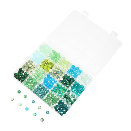 Hohopeti Grüne Glasperlen Fächer Großer Loch Schmuckperlen Rund Glatt für DIY Armbänder Halsketten Ohrringe Bastelmaterial Frühling Sommer Schmuckdesign von Hohopeti
