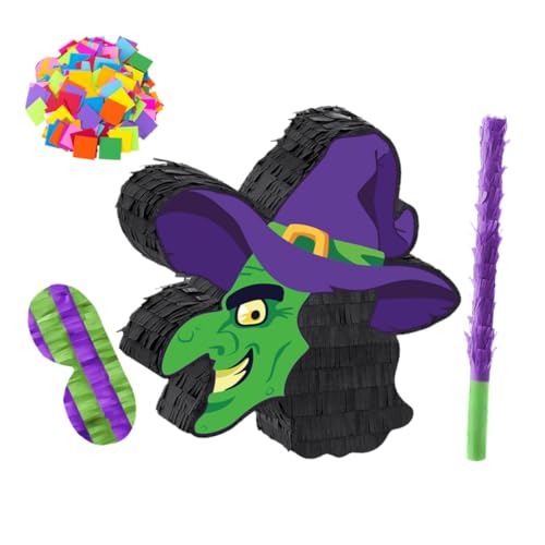 Hohopeti Halloween Party Pinata mit Hexenmotiv Inklusive Schlagstab Augenmaske und Konfetti Stabile Papierkonstruktion zum Aufhängen für Mexikanische Partyspiele und Halloween Feierdeko Hohopeti Halloween Party Pinata mit Hexenmotiv Inklusive Schlagstab Augenmaske und Konfetti Stabile Papierkonstruktion zum Aufhängen für Mexikanische Partyspiele und Halloween Feierdeko von Hohopeti