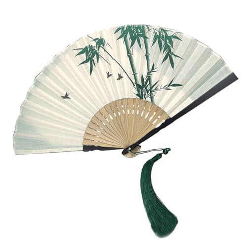 Hohopeti Handheld Faltbarer Retro Fächer mit Quaste Chinesischer Stil Eleganter Vintage Tanzfächer Leicht und Kompakt Geeignet für Sommer Party und Traditionelle Kleidung von Hohopeti