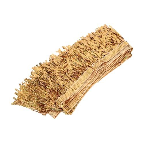 Hohopeti Hochwertiger Goldfarbener Pailletten Fransenbesatz Vielseitig Einsetzbar für DIY Kostüme Lateinamerikanische Bühnenmode Tassel Trim für Kleidung Einfache Verarbeitung Festliche von Hohopeti