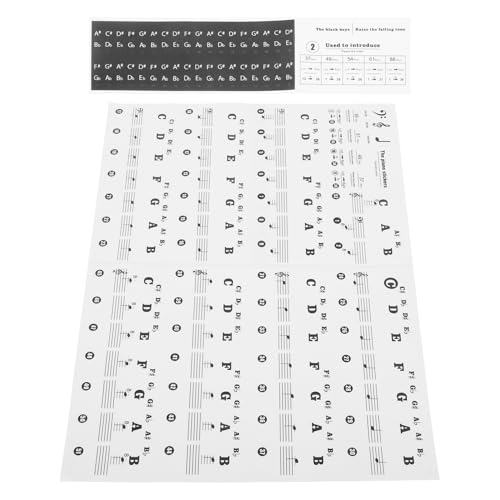 Hohopeti Klavier Keyboard Aufkleber Schwarz Langlebige Rückstandsfreie Klaviertasten Sticker für Anfänger Einfach zu Kleben und Entfernen zur Schnellen Noten lernhilfe von Hohopeti