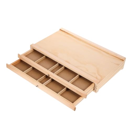 Hohopeti Kunst Organizer Holz mit Doppelschichtige Aufbewahrungsbox für Künstlerutensilien für Studio Klassenzimmer oder Outdoor Aktivitäten von Hohopeti