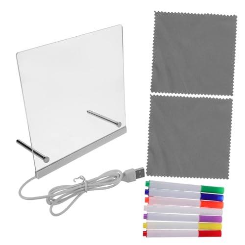 Hohopeti LED Leucht Zeichenbrett mit Ständer Wiederbeschreibbares Kunststoff-whiteboard für Bunte Stifte Fluoreszierendes Nachttafel Zeichnen Schreiben Tragbar und Wiederverwendbar von Hohopeti