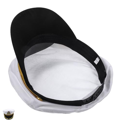 Hohopeti Matrosen Kostüm Mütze aus Baumwolle Leichte Atmungsaktive Kapitänsmütze mit Besticktem Seglerdesign für Kostüm party Cosplay und Bühnenauftritte von Hohopeti