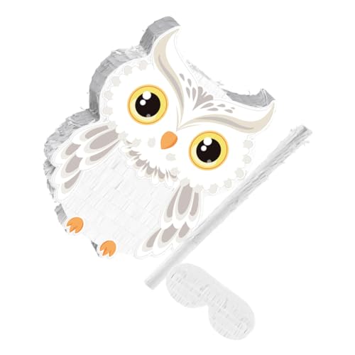 Hohopeti Owl Pinata Waldtier Partyspiel mit Stick und Augenbinde für Geburtstagsfeier Jungle Dekoration Halloween Shower Zubehör von Hohopeti