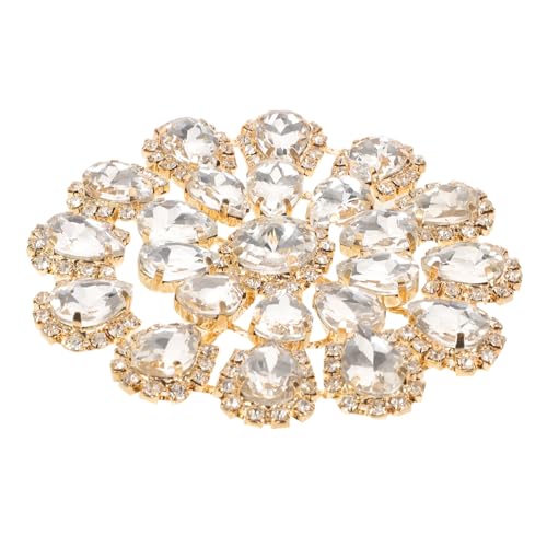 Hohopeti Rhinestone Blüten Applikationen Schmuckverzierung Flache Runde Strassknöpfe Nähen Patches für DIY Schmuck Hochzeiten Party Taschen und Heimdeko Weiße Metalllegierung von Hohopeti