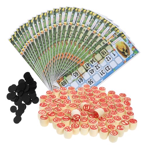 Hohopeti Russisches Lotto Spielset Holz Vintage Bingo Brettspiel Holzfiguren Familienparty Gesellschaftsspiel Fördert Kognition und Soziale Interaktion von Hohopeti