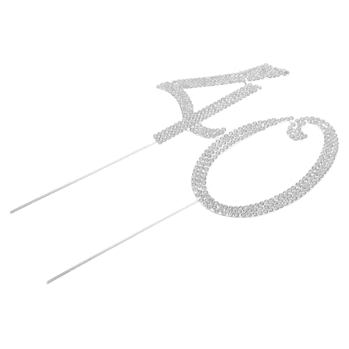 Hohopeti Silberner Zahlen Cake Topper mit Strass für Geburtstag und Jubiläum Einfache Einsteck-dekoration für Party Hochzeitstorten Vielseitige Kuchenstecker für Besondere Anlässe von Hohopeti