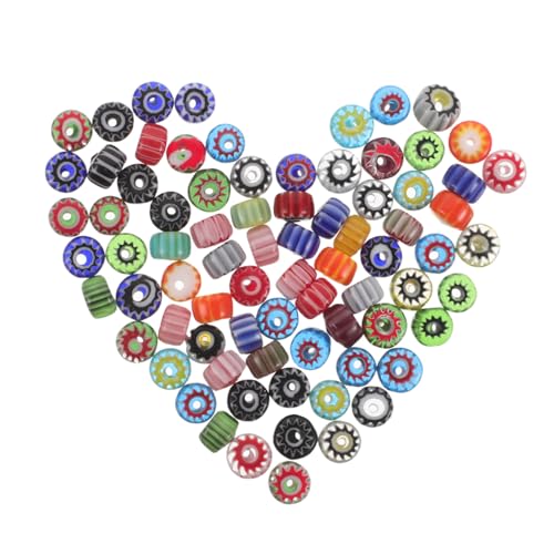 Hohopeti Strang Glasperlen Kürbis Mix Bunte DIY Schmuckperlen für Armbänder Halsketten Basteln Runde Streifenperlen für Kreative Schmuckherstellung von Hohopeti