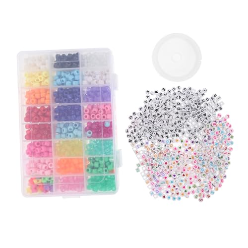 Hohopeti Teiliges Buchstabenperlen Bunte Barrel Perlen für Schmuckherstellung DIY Armbänder Halsketten Bastelperlen für Handwerk und Freundschaftsarmbänder von Hohopeti
